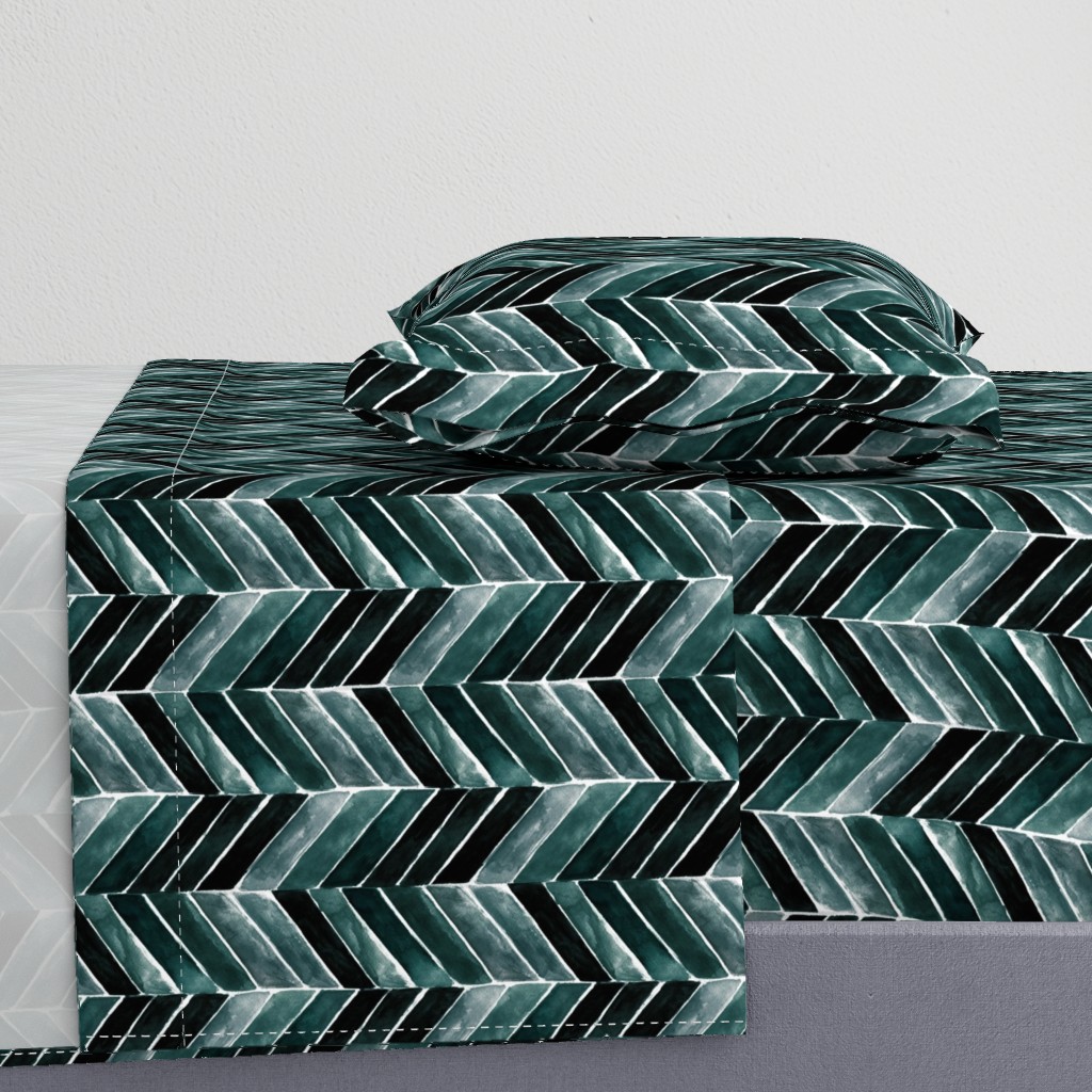 chevron painted deep blue green