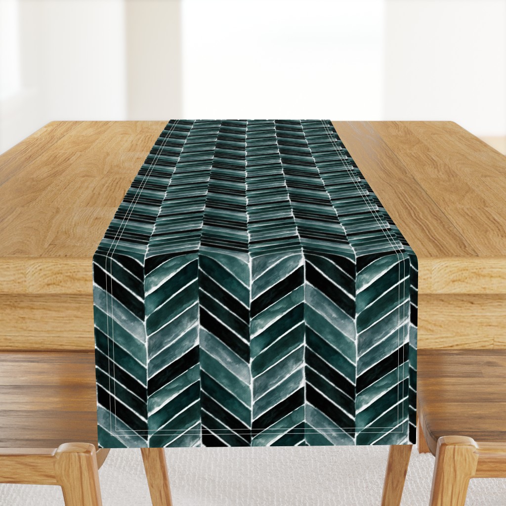 chevron painted deep blue green