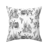 Black and white pattern watercolor cacti 