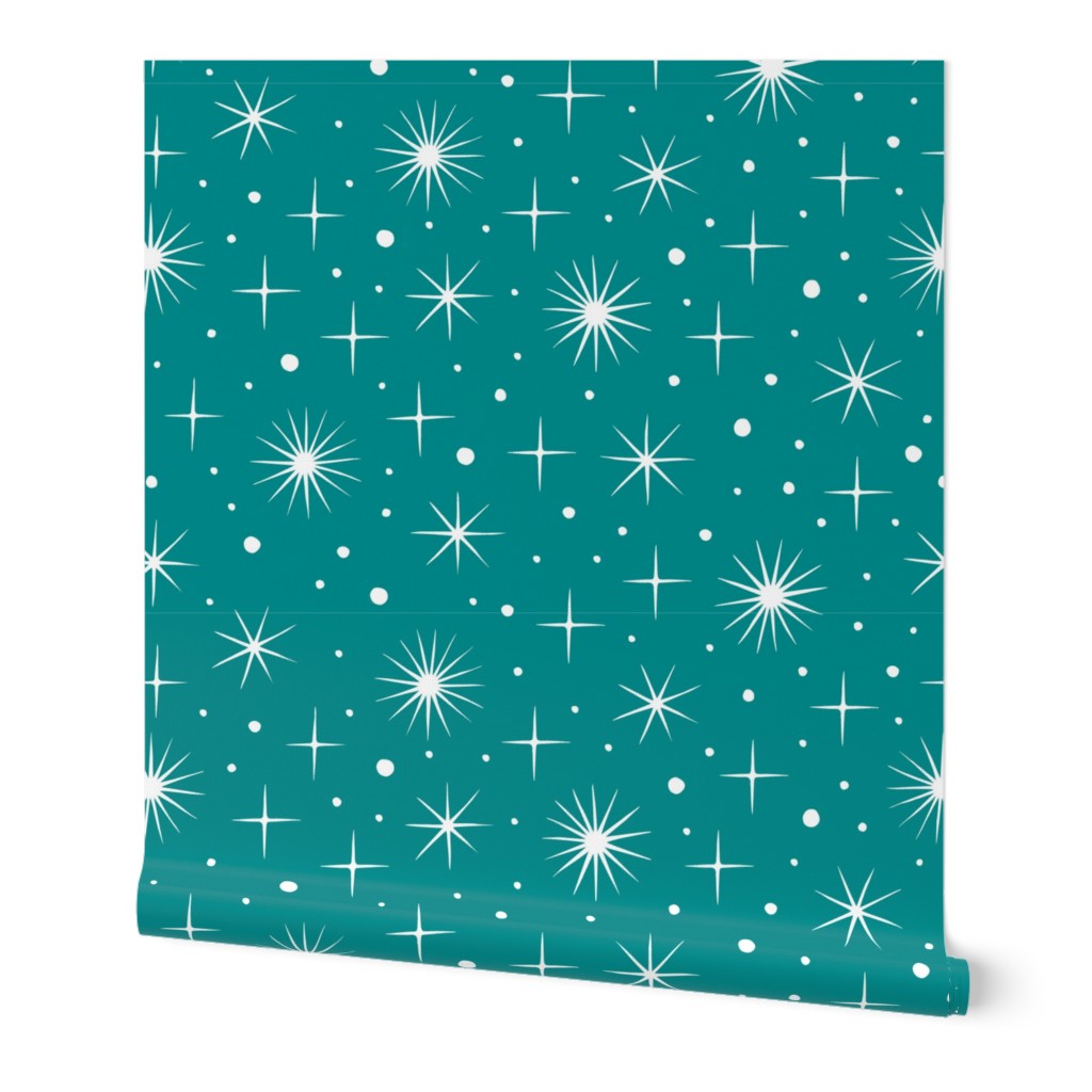 Christmas village stars teal