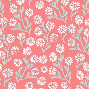 daisy // cute floral flower fabric perfect nursery bedding coral