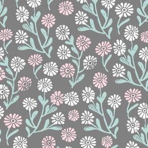 daisy // cute floral flower fabric perfect nursery bedding grey