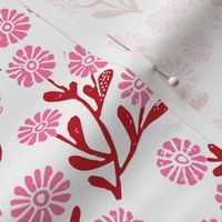 daisy // cute floral flower fabric perfect nursery bedding red and pink
