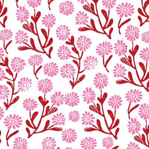 daisy // cute floral flower fabric perfect nursery bedding red and pink