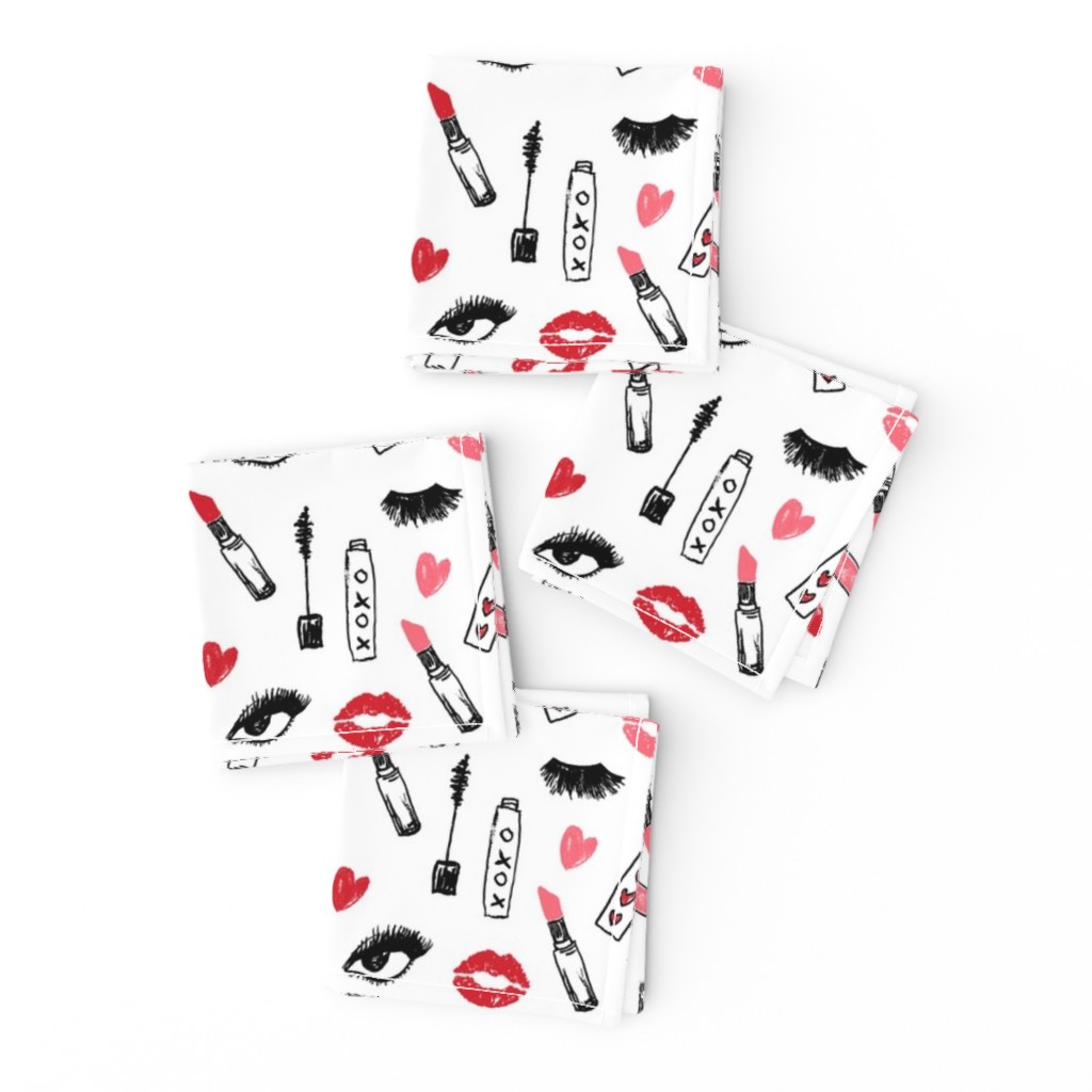 makeup lipstick eyelashes beauty fabric valentines day white pink 