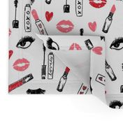 makeup lipstick eyelashes beauty fabric valentines day white pink 