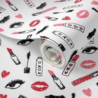 makeup lipstick eyelashes beauty fabric valentines day white pink 