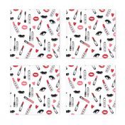 makeup lipstick eyelashes beauty fabric valentines day white pink 