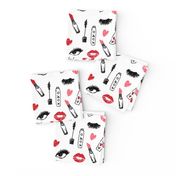 makeup lipstick eyelashes beauty fabric valentines day white pink 