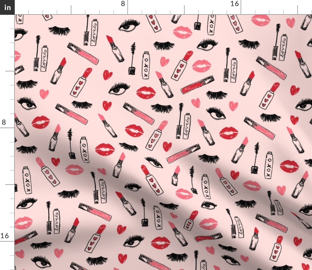 makeup lipstick eyelashes beauty fabric valentines day pink