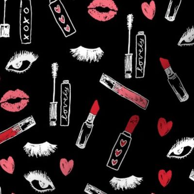 makeup lipstick eyelashes beauty fabric valentines day black