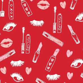 makeup lipstick eyelashes beauty fabric valentines day red