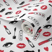 makeup lipstick eyelashes beauty fabric valentines day white and red
