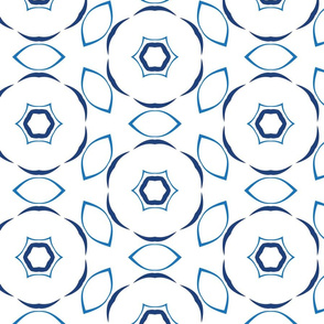 Blue and White Circles and petals