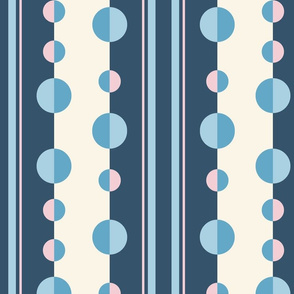 Modern Stripes and Circles in Blue