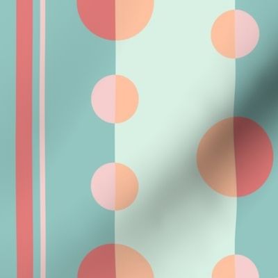 Modern Circles and Stripes in Mint, Pink and Peach