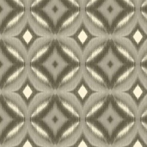 Ikat circles and diamonds in brown, beige, taupe, butter cream, geometric