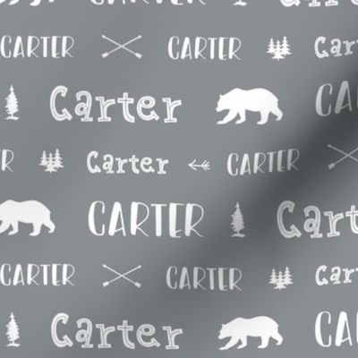 Woodland Boy Personalized Name // Boys Nursery Custom Gift Idea // Gray and White - Carter