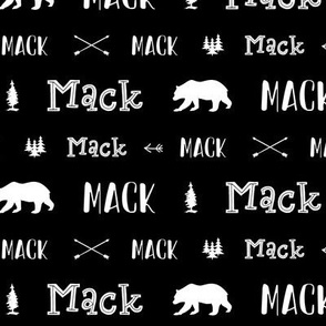 Woodland Personalized Name Fabric // Bears and Arrows // Black and White - Mack