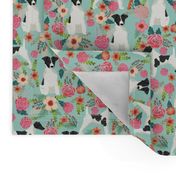 smooth fox terrier black and white coat floral fabric mint