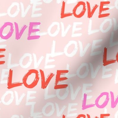 Love - multi - pink and red on pale pink