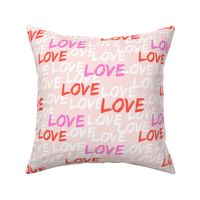 Love - multi - pink and red on pale pink