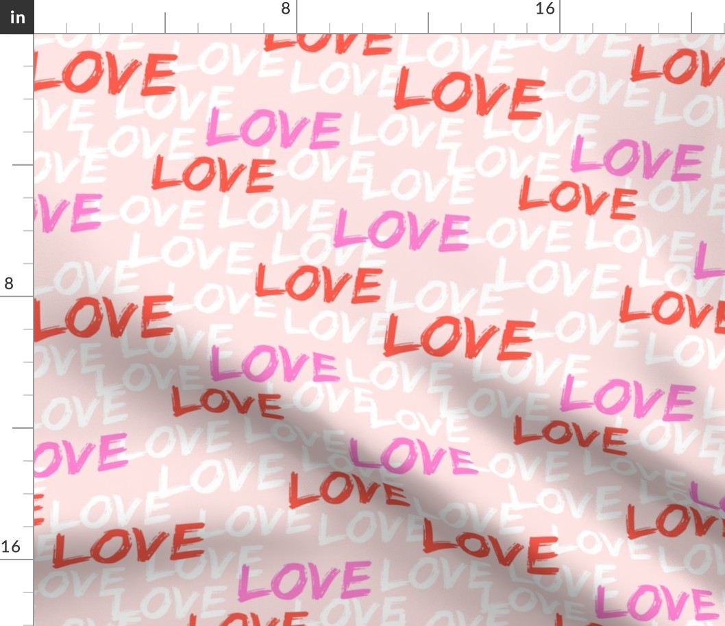 Love - multi - pink and red on pale pink