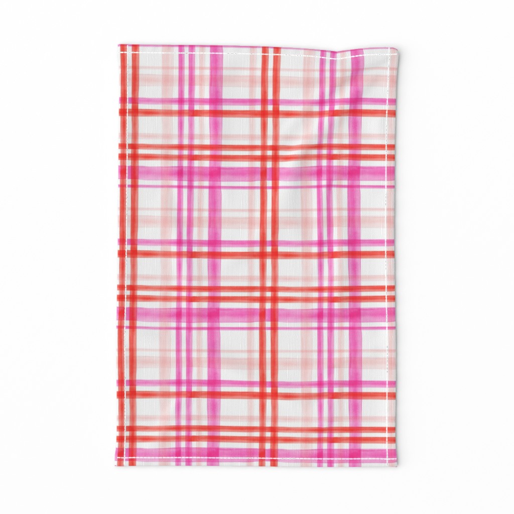 valentines watercolor plaid