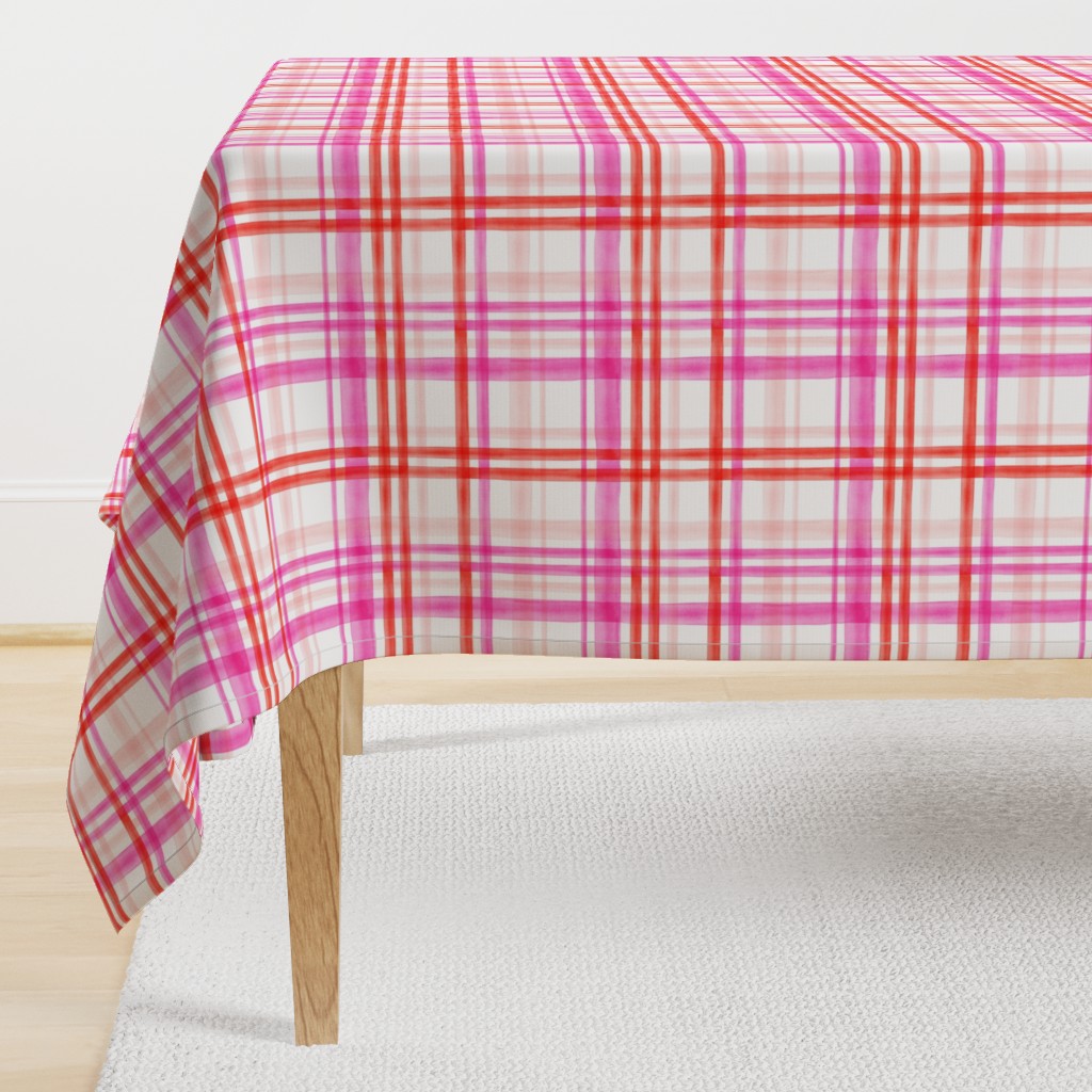 valentines watercolor plaid