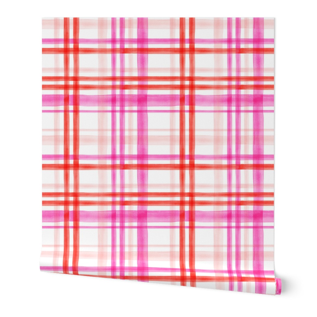 valentines watercolor plaid