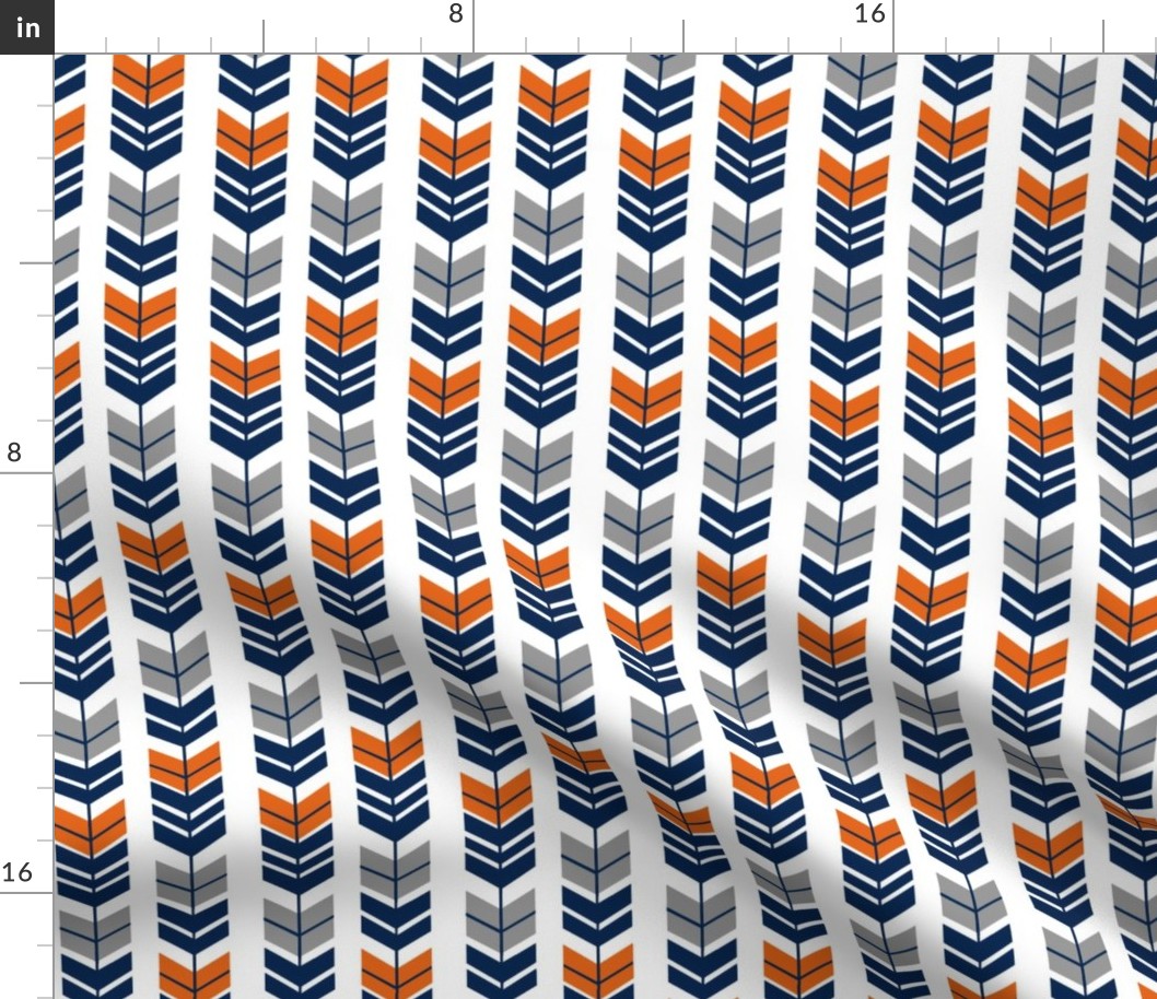 Feathered Arrow Orange Navy Grey