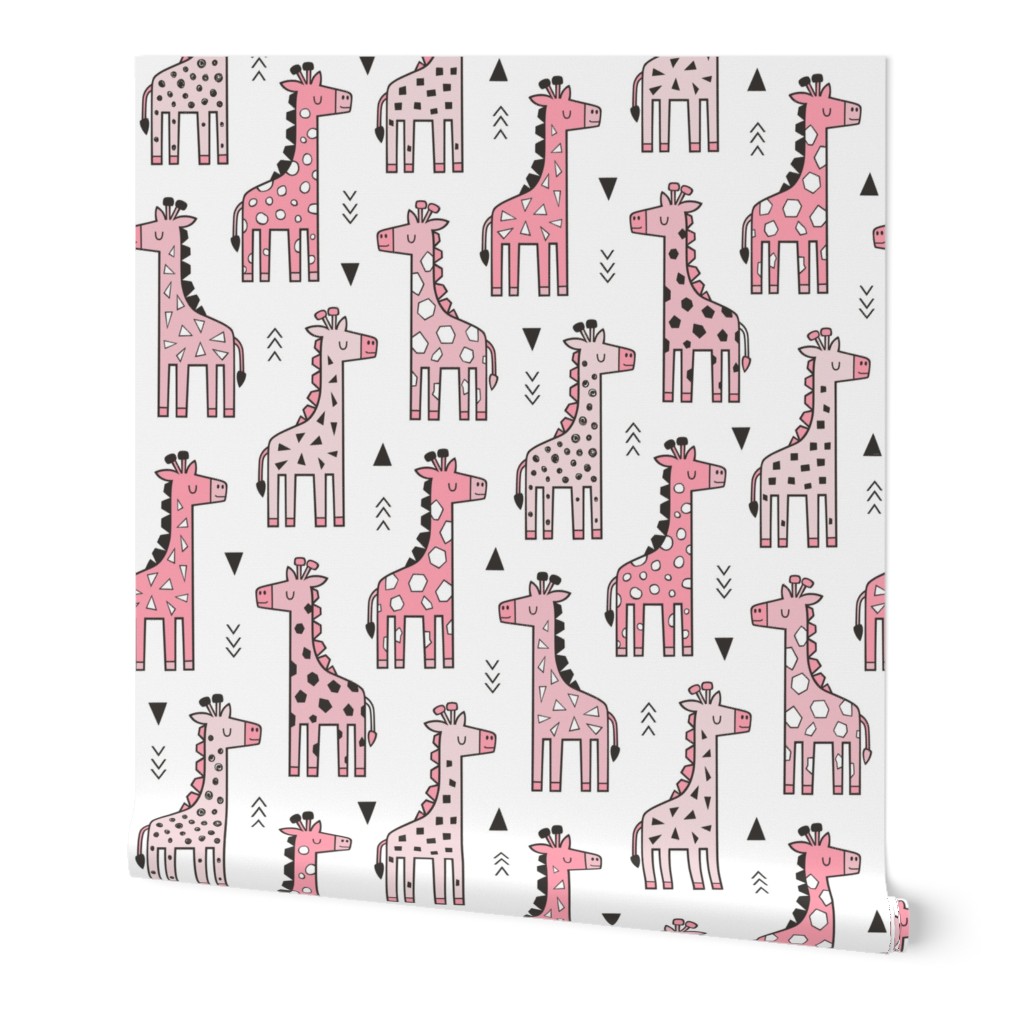 Giraffe Geometric and Triangles in Black&White Pink 