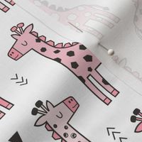 Giraffe Geometric and Triangles in Black&White Pink 