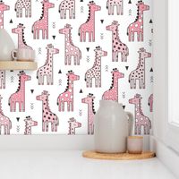 Giraffe Geometric and Triangles in Black&White Pink 