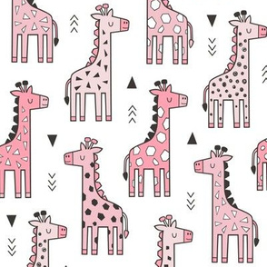 Giraffe Geometric and Triangles in Black&White Pink 