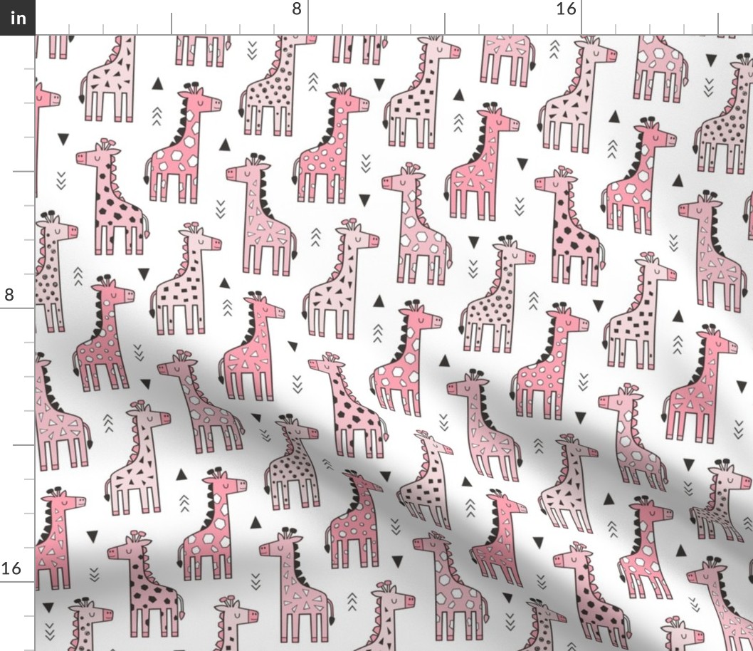 Giraffe Geometric and Triangles in Black&White Pink 