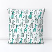 Giraffe Geometric and Triangles in Black&White Green Mint