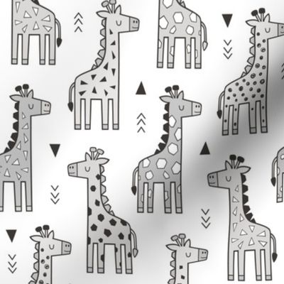 Giraffe Geometric and Triangles in Black&White Grey