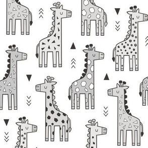 Giraffe Geometric and Triangles in Black&White Grey