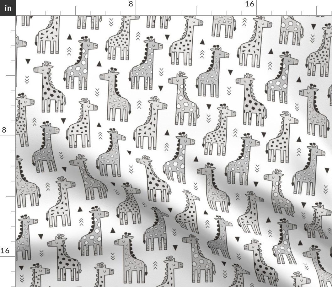 Giraffe Geometric and Triangles in Black&White Grey