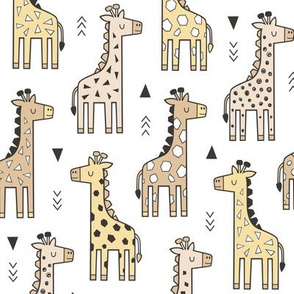 Giraffe Geometric and Triangles in Black&White Soft Yellow Beige