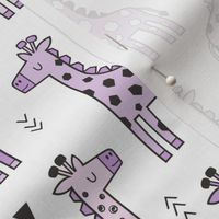 Giraffe Geometric and Triangles in Black&White Purple