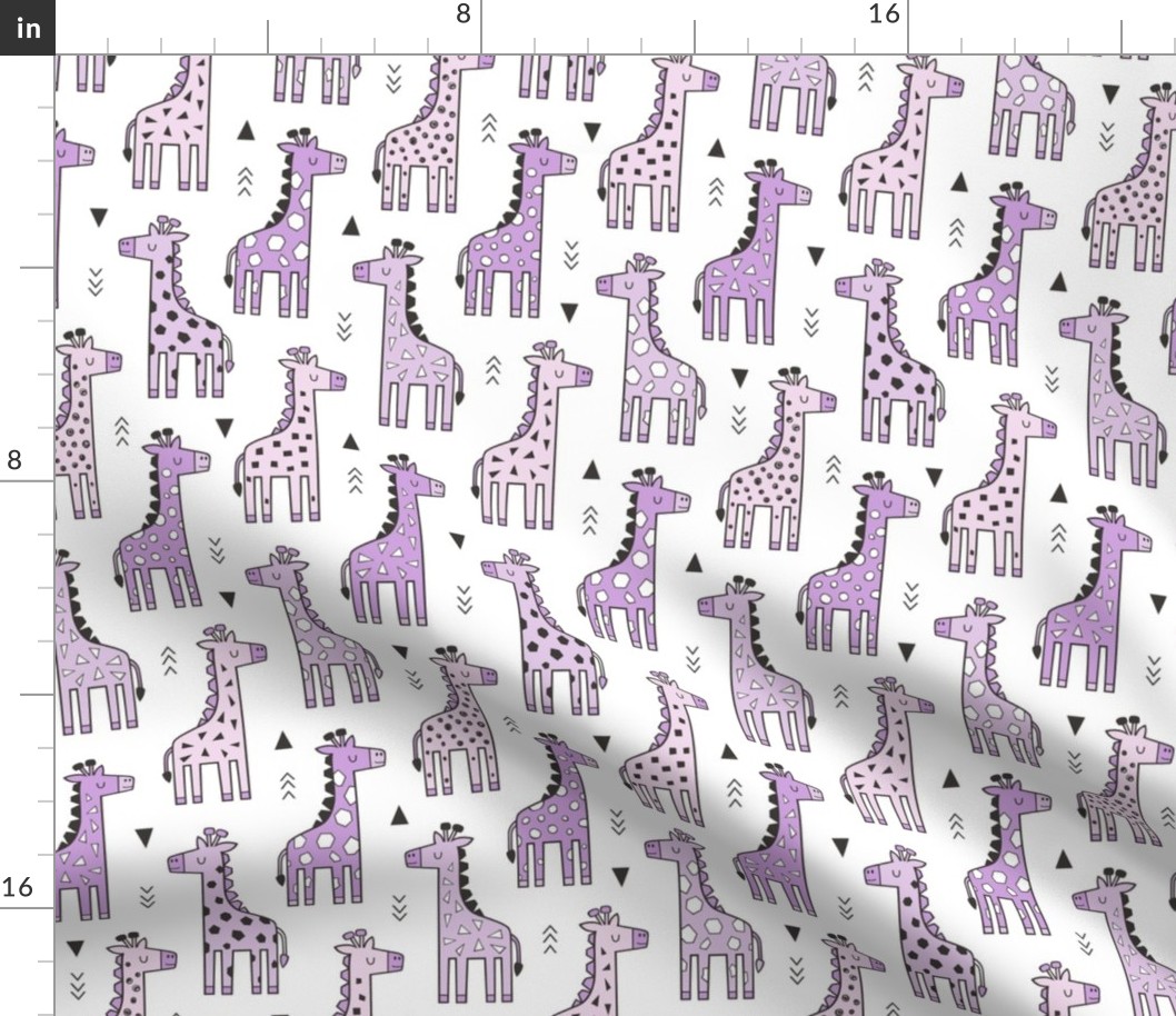 Giraffe Geometric and Triangles in Black&White Purple