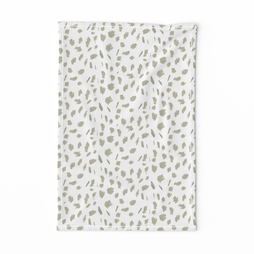 Sage Green paint daubs khaki white dots