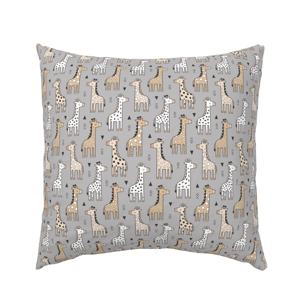 Giraffe Geometric and Triangles in Black&White Beige on Grey