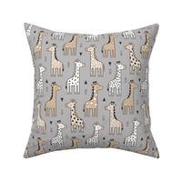 Giraffe Geometric and Triangles in Black&White Beige on Grey