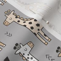 Giraffe Geometric and Triangles in Black&White Beige on Grey