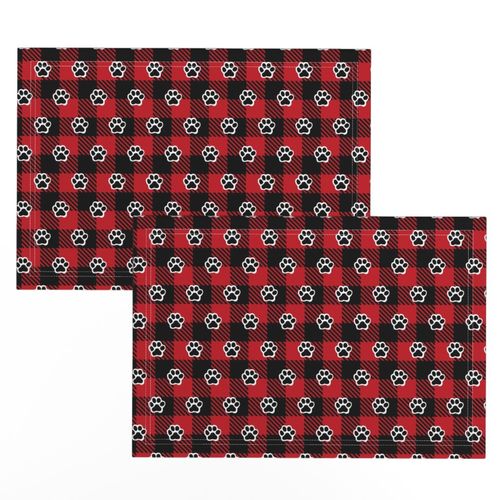 Buffalo Plaid Paw Prints - Red and Black Checkered