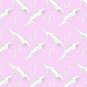 bluefin and hook white on pink