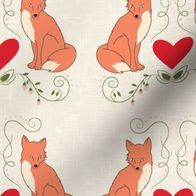 Fox & Heart - Orange Fox on Cream Texture